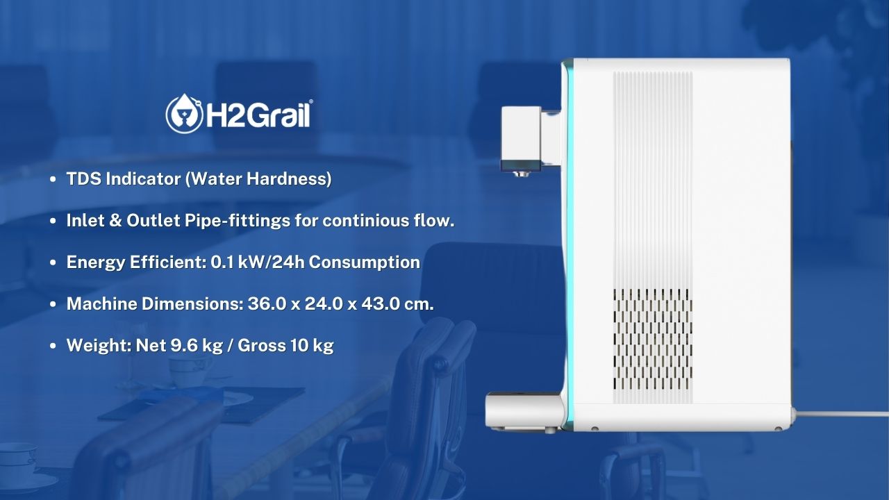 H2Grail - Countertop W19G - Pipe-Line (No Tank) 3 Stage RO Hydrogen Water Dispenser with UVC Sterilization - Europe 220v