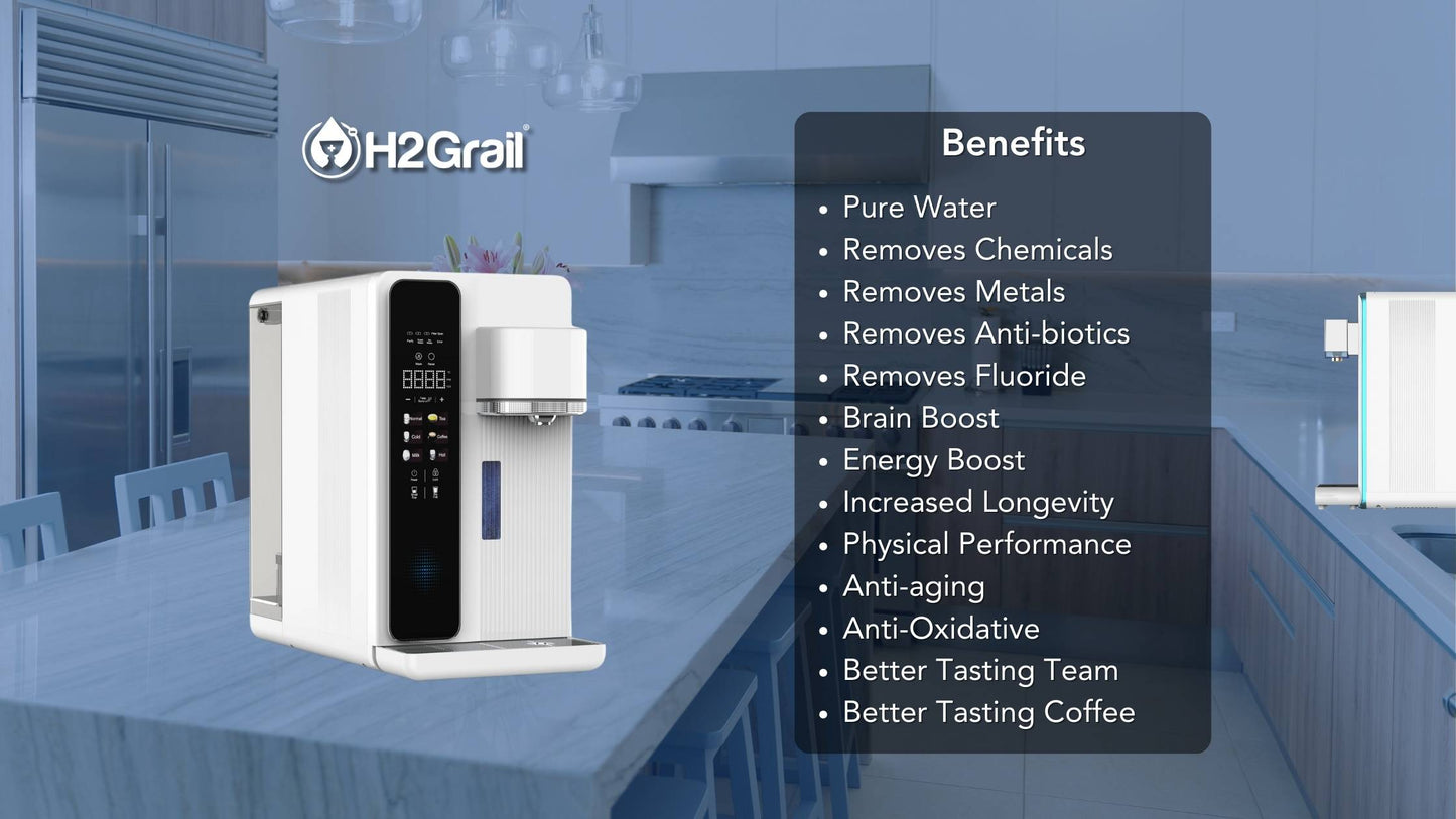 H2Grail - Countertop W25 - 6L Tank - 3 Stage RO Hydrogen Water Dispenser with UVC Sterilization - USA 110v