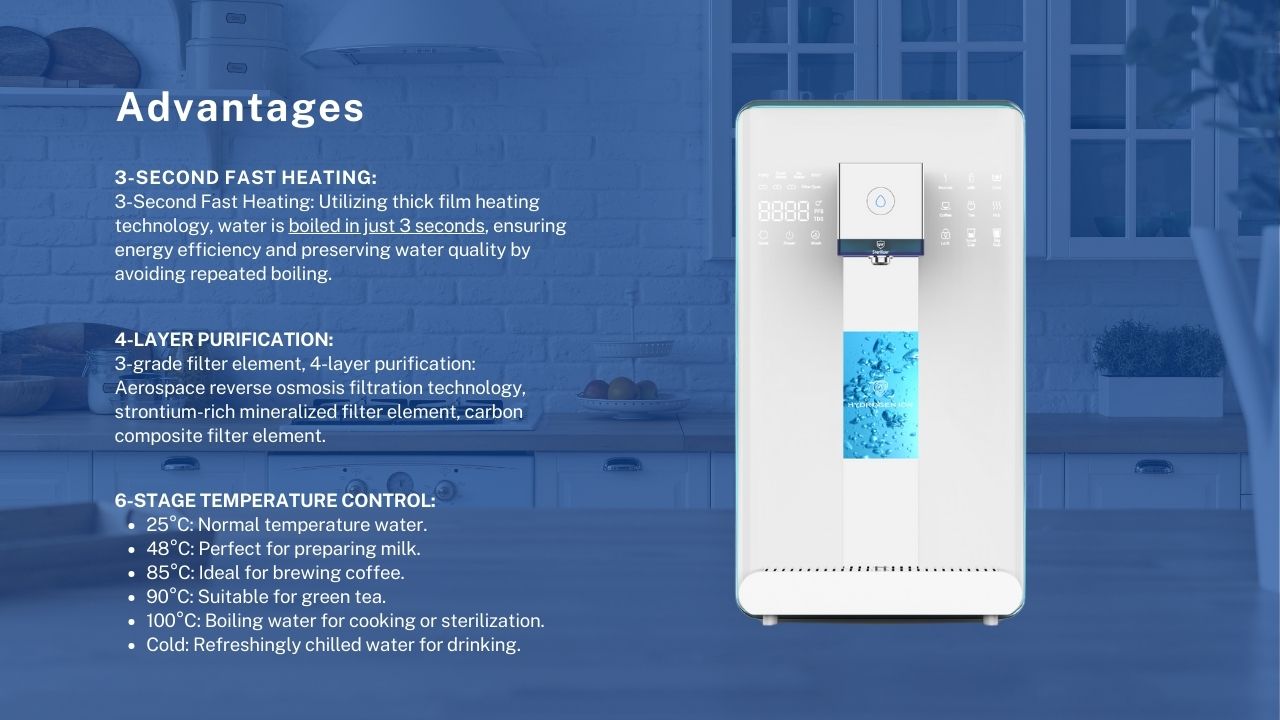 H2Grail - Countertop W19G - Pipe-Line (No Tank) 3 Stage RO Hydrogen Water Dispenser with UVC Sterilization - Europe 220v