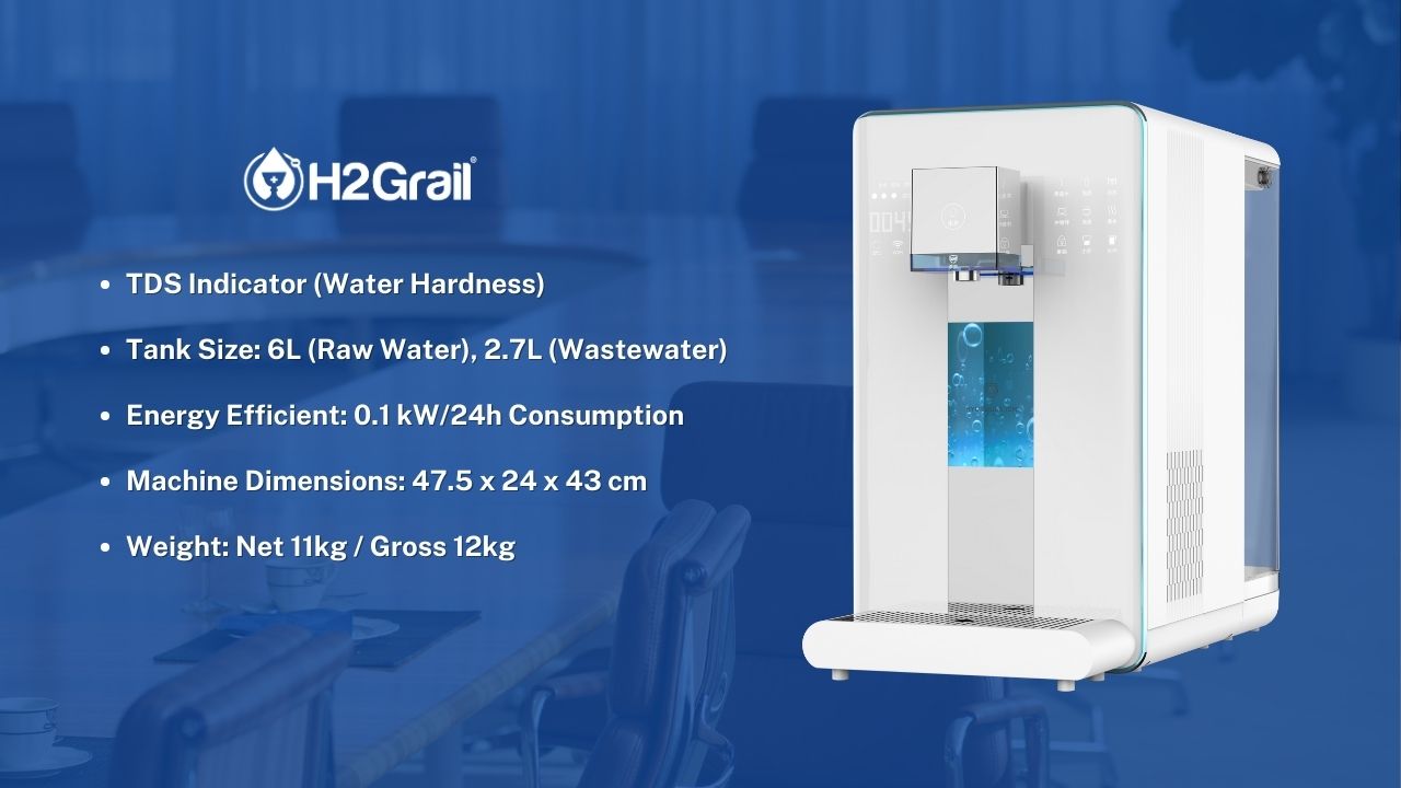 H2Grail - Countertop W19 - 6L Tank - 3 Stage RO Hydrogen Water Dispenser with UVC Sterilization - Europe 220v