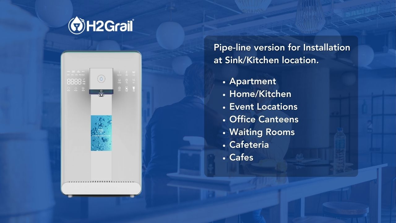 H2Grail - Countertop W19G - Pipe-Line (No Tank) 3 Stage RO Hydrogen Water Dispenser with UVC Sterilization - Europe 220v