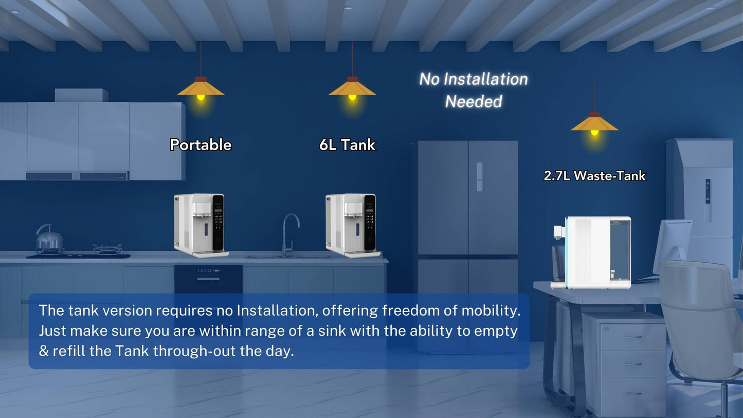 H2Grail - Countertop W25 - 6L Tank - 3 Stage RO Hydrogen Water Dispenser with UVC Sterilization - USA 110v