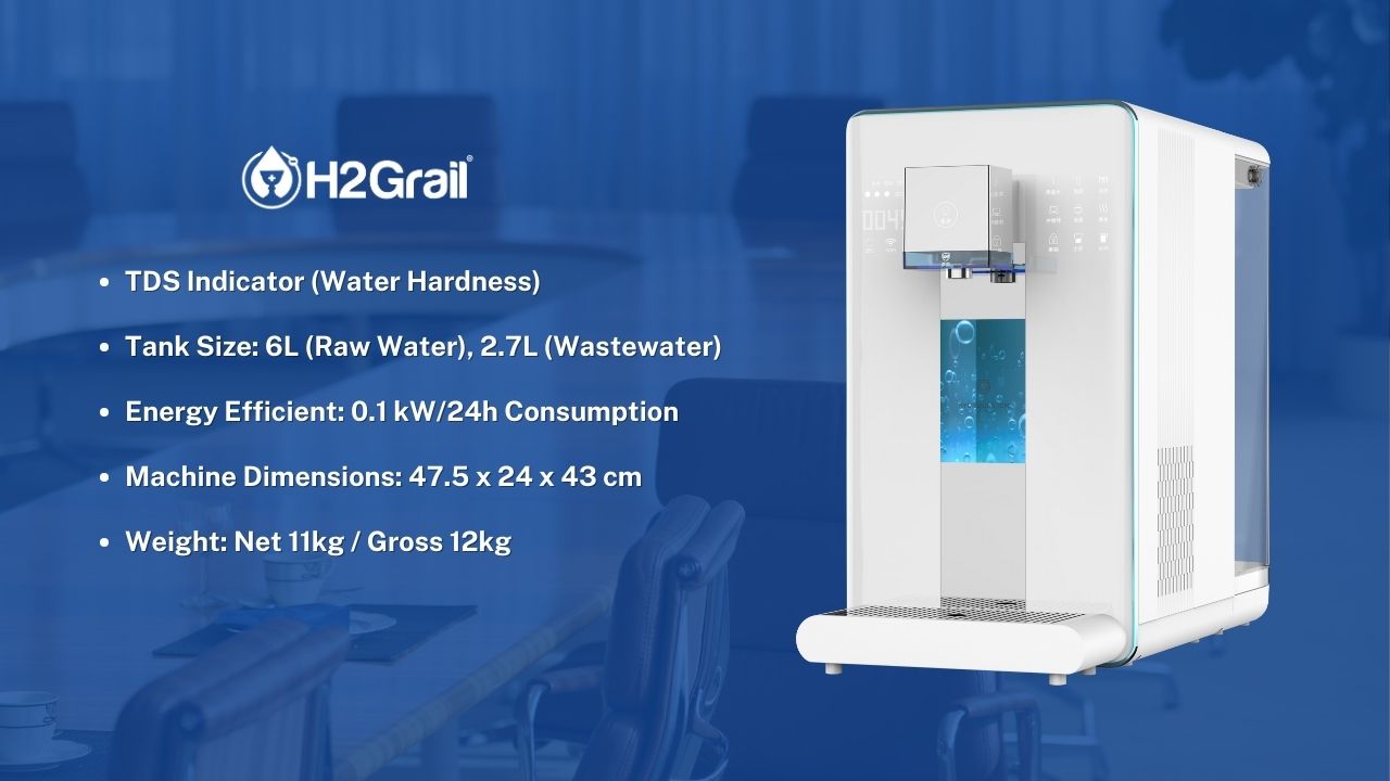 H2Grail Countertop W19 - 6L Tank 3x Stage RO Hydrogen Water Dispenser with UVC Sterilization - Europe 220v - Image 7